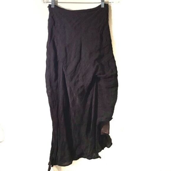 DIGBY’S BOUTIQUE Italian Silk blend Size small Asymmetric skirt Brown - Picture 8 of 12